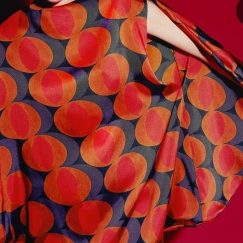 Zara Red and Brown Patterned Blouse